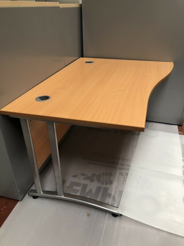 1400 X 1000 X 800 Beech Wave Desk - Image 2