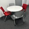Haworth 1m round table and stacking chairs