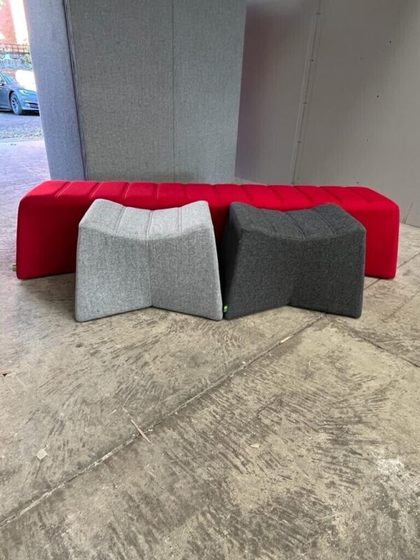 NaughtOne Pinch Stools and Sofa 3 Seater Set in vivid red silver and anthracite - Image 6