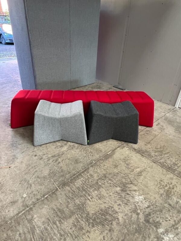 NaughtOne Pinch Stools and Sofa 3 Seater Set in vivid red silver and anthracite - Image 2