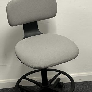 Second hand Used Vitra Rookie High Draughtsman stool in Grey with adjustable backrest and foot ring