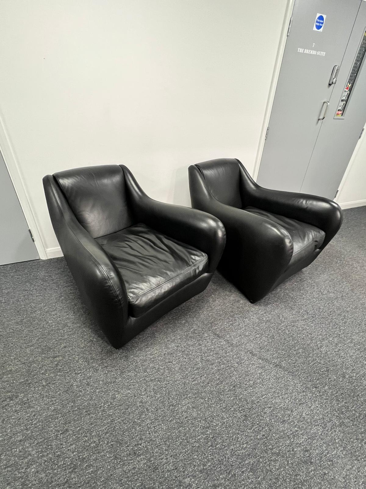 Balzac Club Chairs in finest black leather by SCP