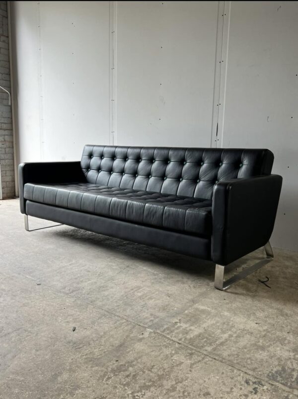 Naughtone Clyde Club Sofa CLY32A Black leather 3 Seat Sofa