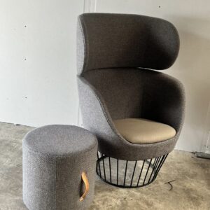 Connection Dixi Club SDXHIGH High Back Cage Base Lounge Chair with Footstool