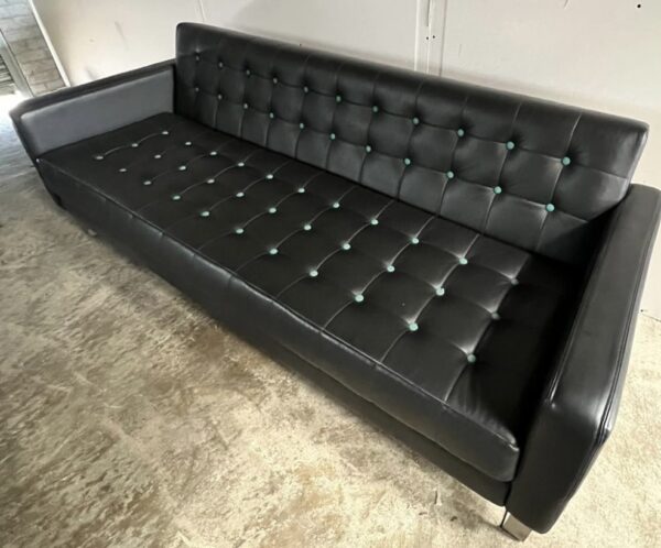 Used Naughtone Clyde Club Sofa CLY32A Black Leather Sofa