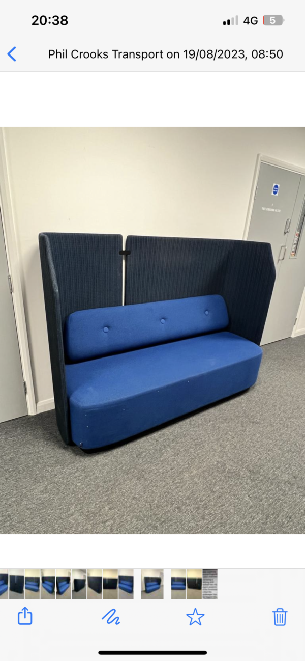 Used Kinnarps Field sofa 2&3 seat in midnight Check & Marino Blue