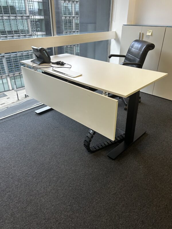 Sit Stand Back To Back 1600 x 800 White Desk on Black legs 4 memory settings