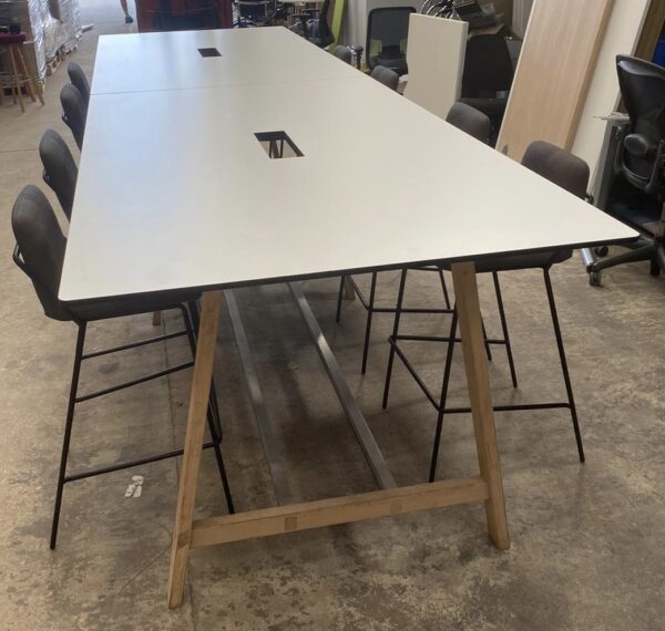 Icons of Denmark Facit High Table White faced laminate on Natural Oak Legs 4m x 1.2m
