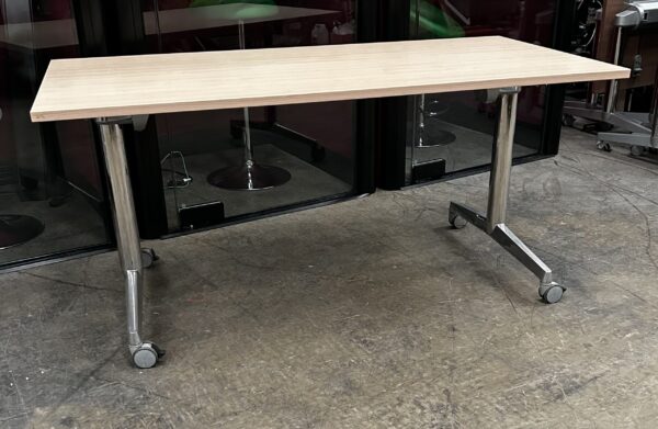 Steelcase Flip Top tables 1600 x 800 Maple Laminate on Aluminium Silver