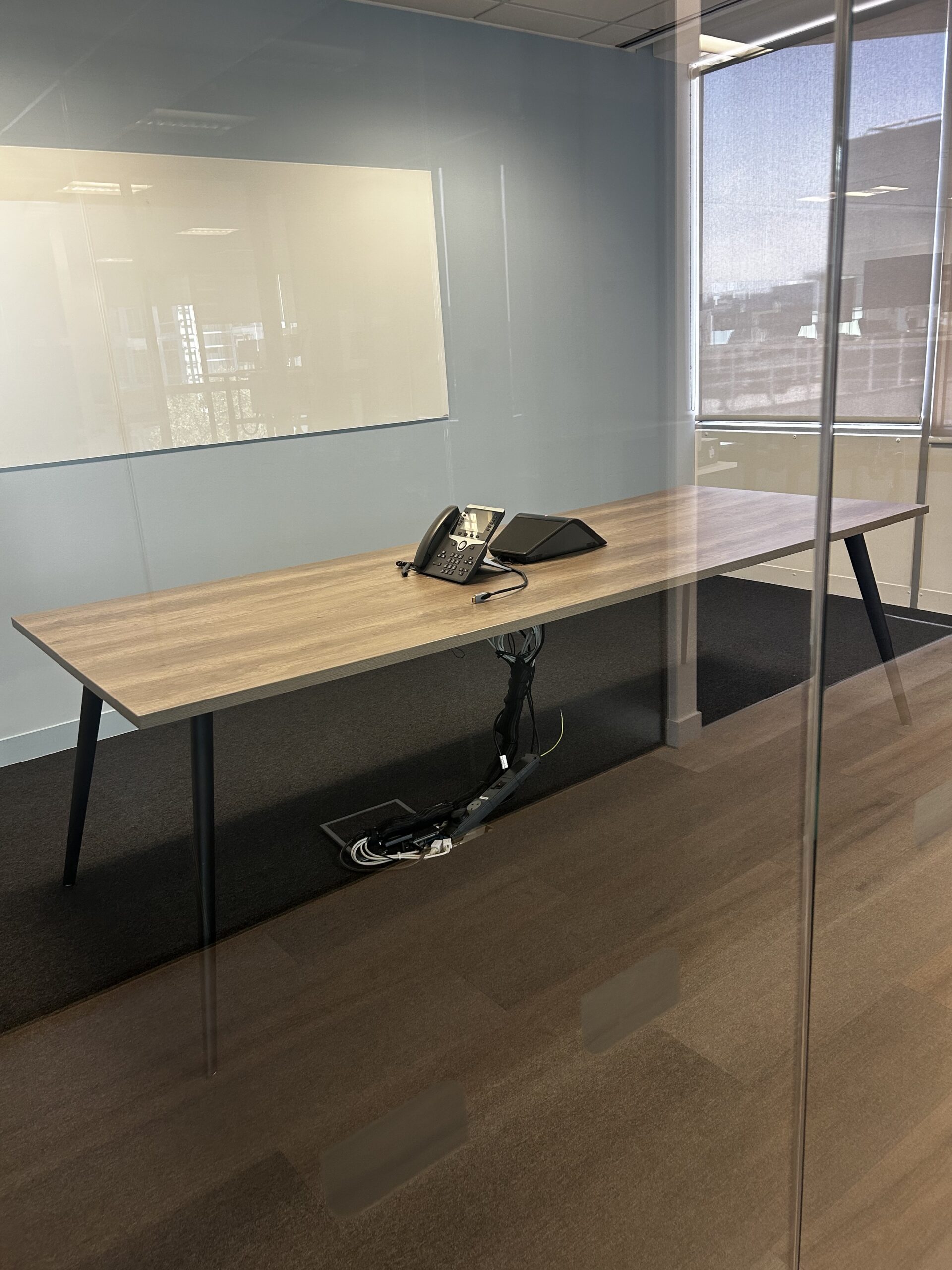 Techo Conference Table Walnut Top on satin black legs 2.5m x 1.0m