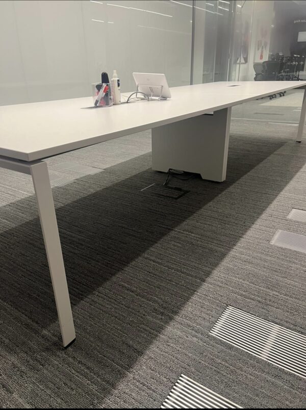 Steelcase Frame ONE Collaborative Workspace Table 4M x 1.2M White Laminate on White Contoured Goalpost Leg - Image 2