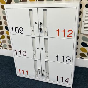 Personal Lockers SL Column Bank of Six Metal in White 60 Individual lockers