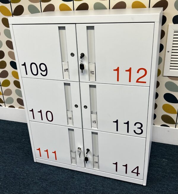 Personal Lockers SL Column Bank of Six Metal in White 60 Individual lockers - Image 2