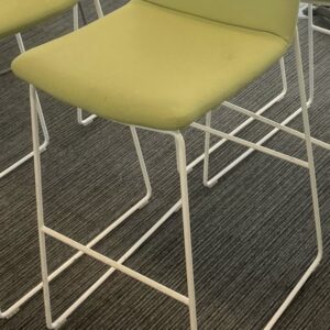 Connection Swoosh Stool Leaf green on White powder coated steel frame