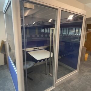 Frem Oasis Linear Team 2 Person Collaborative Booth Blue Fabric on Aluminium Frame