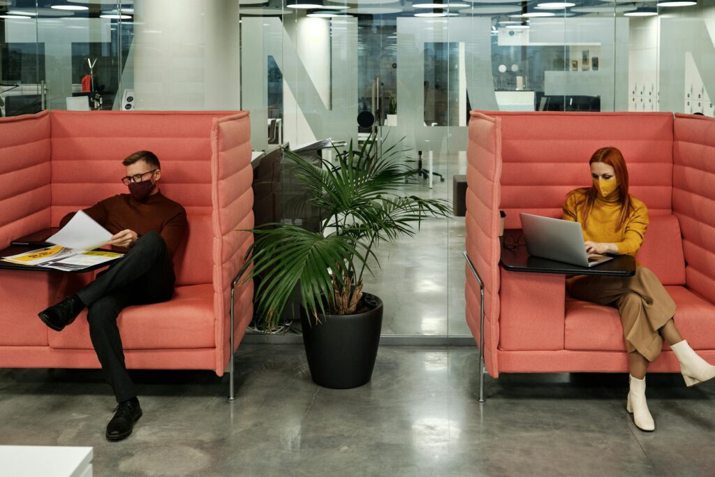 Office pods and booths for workspaces