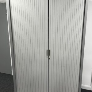 Side Tambour Double Door Cupboard Silverline Kontrax Range 2.0m x 1.2m x 0.47 in White