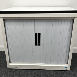 Side Tambour Desk High Double Door Cupboard Kontrax From Silverline White 0.8m X 0.72m x 0.47m