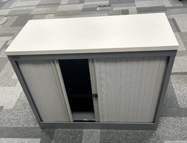 Bisley 1M Side Tambour Desk high Double Door Storage Cupboard - Image 4