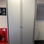 Bisley 2.0m double door side tambour cupboard in Silver