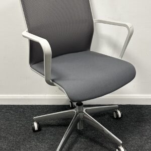Senator Circo 02 conference chair Silver Grey Fabric White Frame Polished Alloy Base