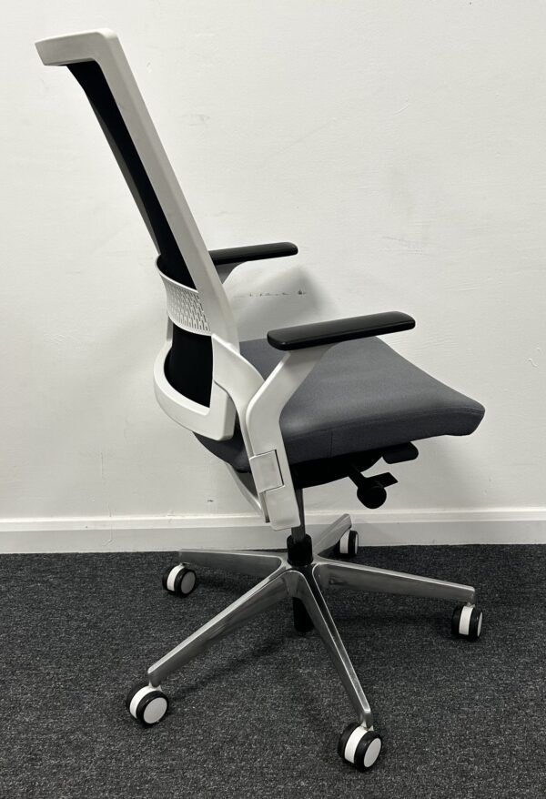 Senator Ecoflex ECF470HA High Back Task Chair Silver Grey fabric on White Chassis - Image 3