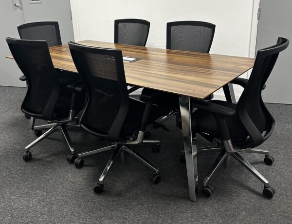 Conference table 2m x 1.0m Walnut top on highly polished alloy legs - Image 2