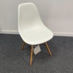White Vitra Eames DSW chair Cotton White on natural wood Legs 2013