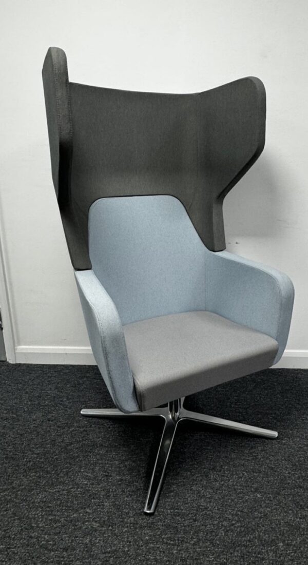 OCEE DESIGN HARC Tub Hi Back Single person privacy space two tone grey on polished swivel 4 star base - Image 2