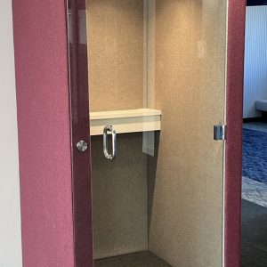 JDD PENELOPE Acoustic Office Phone Booth in Raspberry Fabric