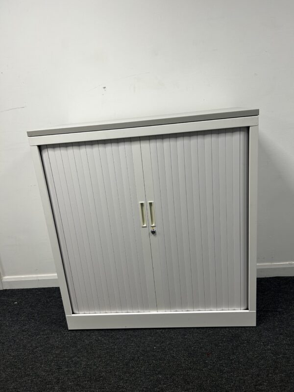 Side Tambour Double Door Cupboard From Silverline White 1.05m X 1.0m x 0.47m - Image 4