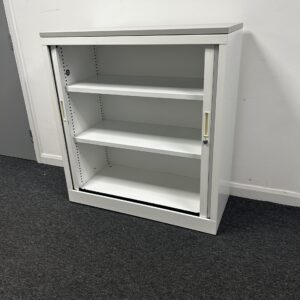 Side Tambour Double Door Cupboard From Silverline White 1.05m X 1.0m x 0.47m