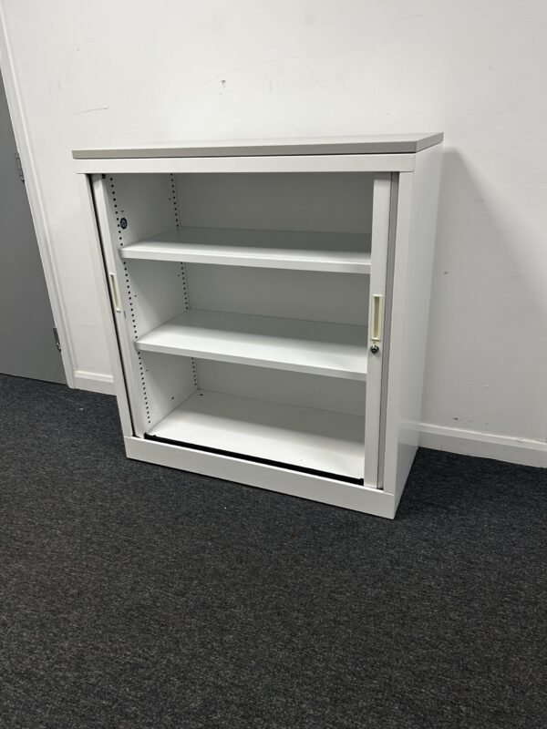 Side Tambour Double Door Cupboard From Silverline White 1.05m X 1.0m x 0.47m - Image 2