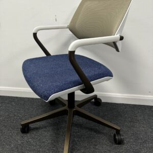 Steelcase QiVi Conference Chair on Wheels Bronze Mesh Back Blue Seat on Bronze 5 Star Chassis