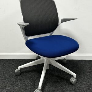 Steelcase Cobi Meeting Room Chair Black Back blue Seat on White five Star Base