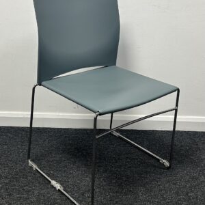 Connection Xpresso Stacking Cantilever chair in Eggshell Blue PU on chrome frame