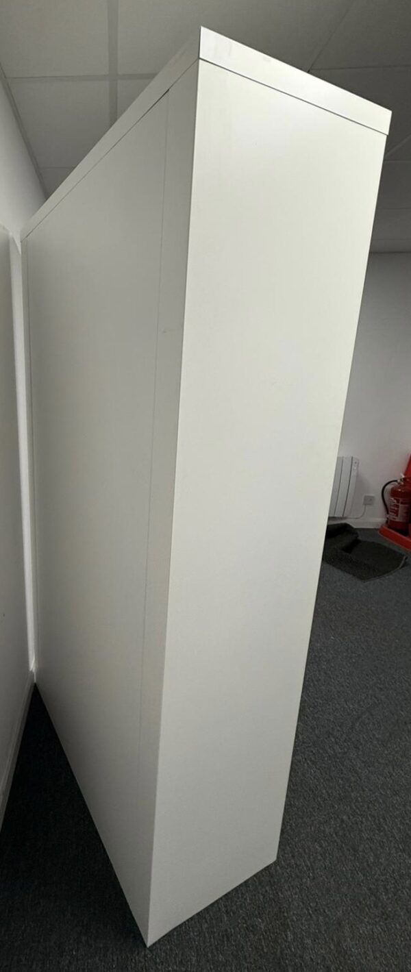 Bisley 2.0m double door side tambour cupboard in White with White Doors - Image 8