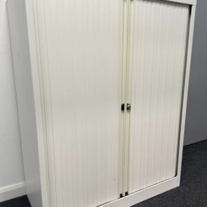 Bisley 1.0m double door side tambour cupboard in White with White Doors