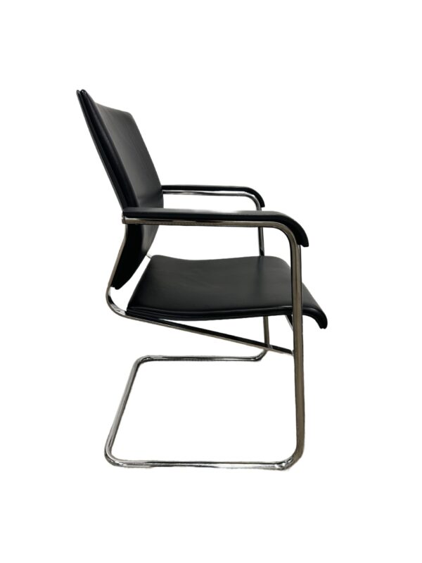 Wilkhahn Sito 241/3 Stacking Conference Chair Black Leather on Chrome frame - Image 3
