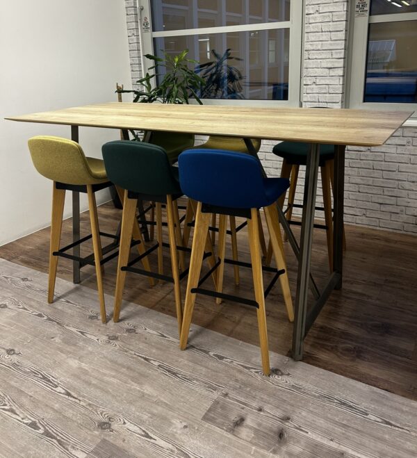 Frovi Relic Bench 2.2M Hi Collaborative Table Oak on unfinished metal legs - Image 5