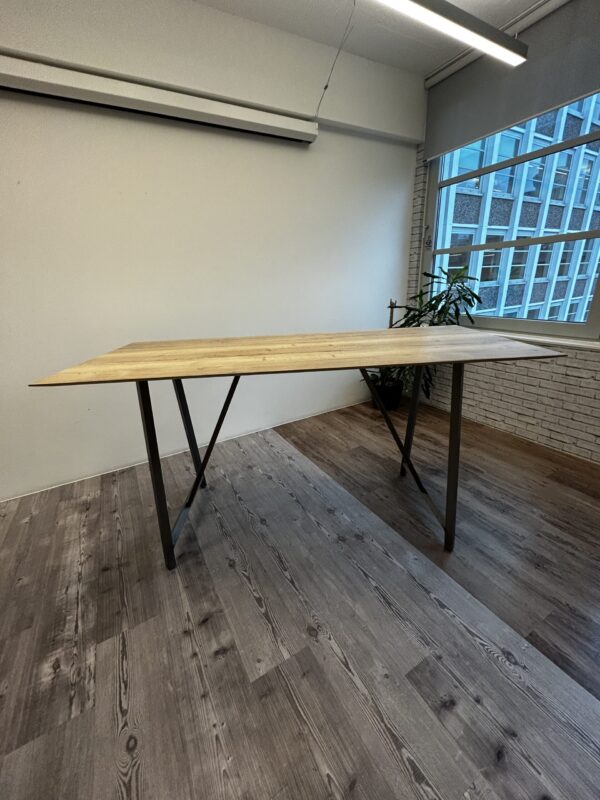 Frovi Relic Bench 2.2M Hi Collaborative Table Oak on unfinished metal legs - Image 2