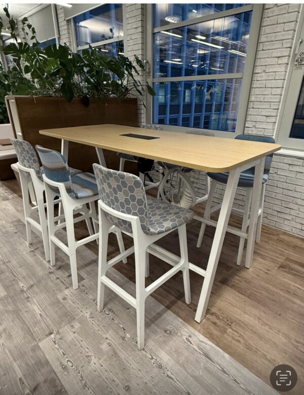 Elite Bill Hi Stool printed fabric on White Painted Ash Frame - Image 7