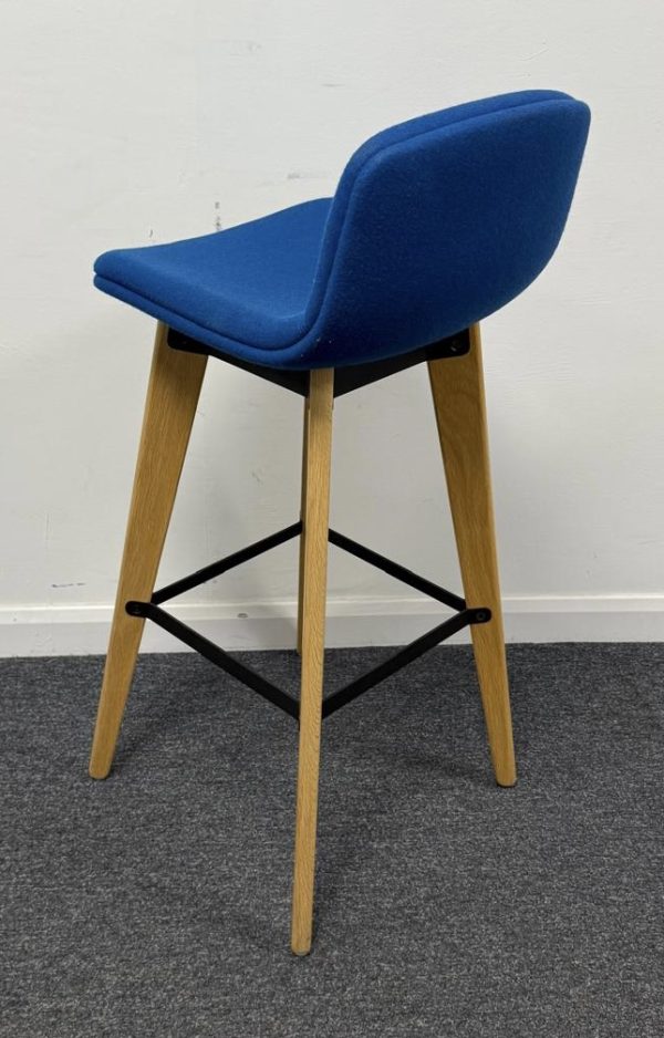 Orangebox Cubb Bar Stool in Blue on Oak Frame