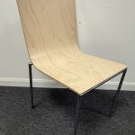 Kusch & Co Scorpii Stacking Chair Maple Seat shell on 4 chrome legs