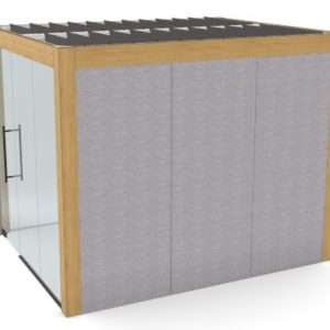 Connection Rooms Glass Front Oak Frame Collaborative team workspace booth