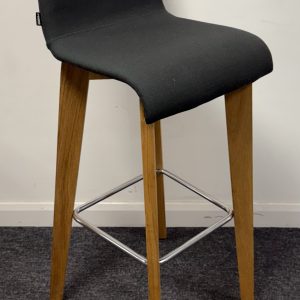 Frovi Jig High Stool Blue Upholstered Seat on Oak Frame