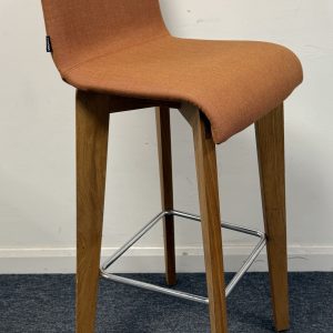 Frovi Jig High Stool Copper Upholstered Seat on Oak Frame