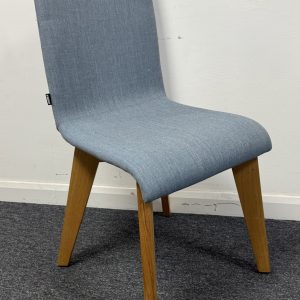 Frovi Jig Side Chair Blue Upholstered Seat on Oak Frame