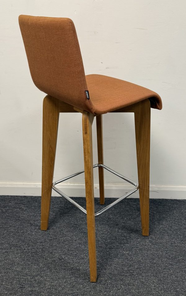 Frovi Jig High Stool Copper Upholstered Seat on Oak Frame