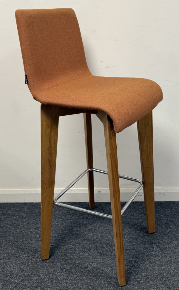 Used Frovi Jig High Stool Copper Upholstered Seat on Oak Frame